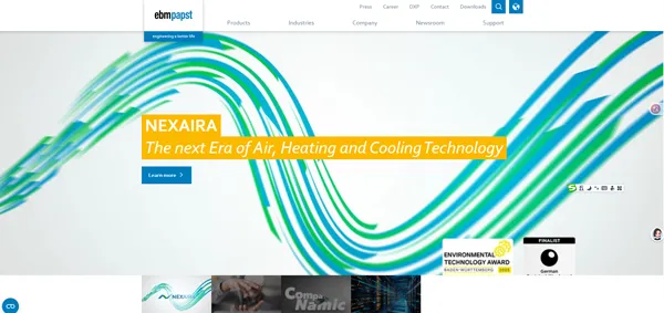 1 Homepage screenshot of ebm-papst .webp